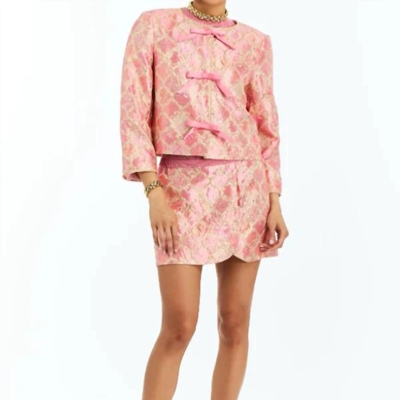 Mestiza New York Jackets & Blazers - Mestiza New York Leandra Bow Jacket in Gilded Pink 2